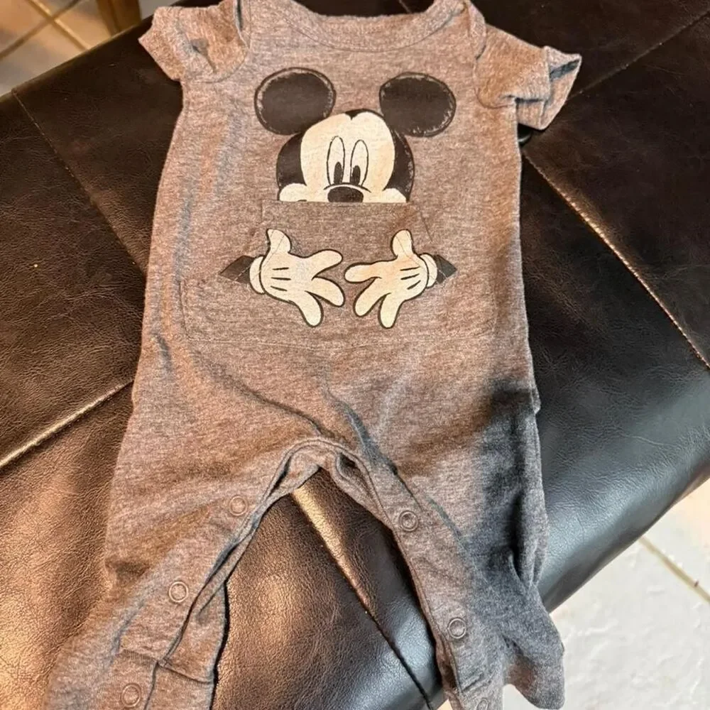 Disney baby grey Mickey Mouse pant onesie. Size NB